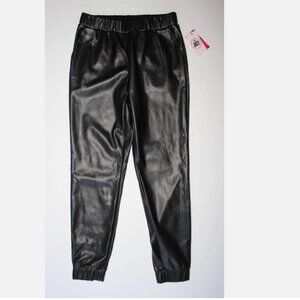 Juicy Couture Black Pleather Pants S Stretch Waist and Cuffs Faux Leather NWT